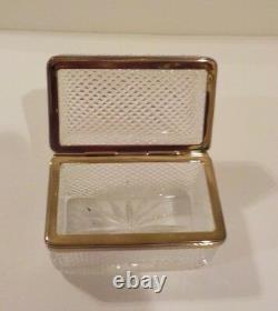 Vintage French Cut Crystal 3-Pc Smoker's Set Cigarette Box, Lighter & Ashtray