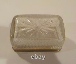 Vintage French Cut Crystal 3-Pc Smoker's Set Cigarette Box, Lighter & Ashtray