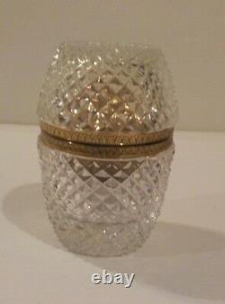 Vintage French Cut Crystal 3-Pc Smoker's Set Cigarette Box, Lighter & Ashtray