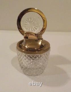 Vintage French Cut Crystal 3-Pc Smoker's Set Cigarette Box, Lighter & Ashtray