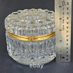 Vintage French Cut Crystal Glass Vanity Trinket Box