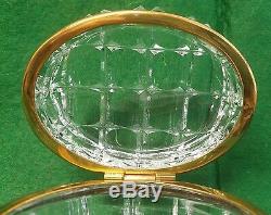 Vintage French Cut Crystal & Ormolu Hinged Jewelry Casket / Box