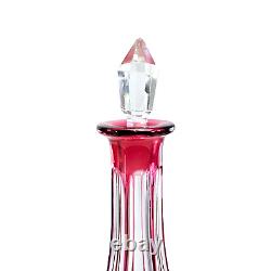 Vintage German Cut Crystal Red Pink Spirit Liquor Decanter Barware