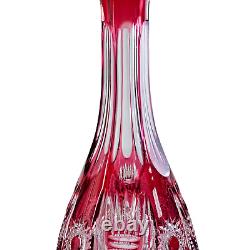 Vintage German Cut Crystal Red Pink Spirit Liquor Decanter Barware