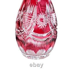 Vintage German Cut Crystal Red Pink Spirit Liquor Decanter Barware