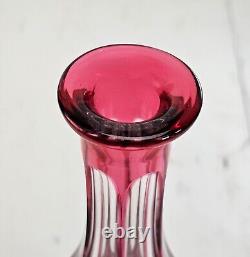 Vintage German Cut Crystal Red Pink Spirit Liquor Decanter Barware