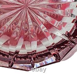 Vintage German Cut Crystal Red Pink Spirit Liquor Decanter Barware