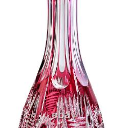Vintage German Cut Crystal Red Pink Spirit Liquor Decanter Barware