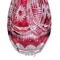 Vintage German Cut Crystal Red Pink Spirit Liquor Decanter Barware