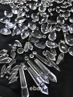 Vintage Glass Cut Crystal Chandelier Lamp Parts Octagon Arrow Head Tear Drop Ice