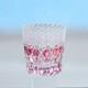 Vintage Gold Pink Hand Cut 11oz Crystal Whisky Glass Tumbler Edo Kirik Glassware