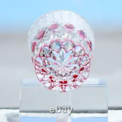 Vintage Gold Pink Hand Cut 11oz Crystal Whisky Glass Tumbler Edo Kirik Glassware