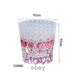 Vintage Gold Pink Hand Cut 11oz Crystal Whisky Glass Tumbler Edo Kirik Glassware