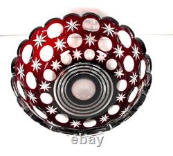 Vintage Hand Cut Center Bowl Ajka Glass Hungary Ruby Red Crystal Signed M