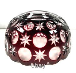 Vintage Hand Cut Center Bowl Ajka Glass Hungary Ruby Red Crystal Signed M