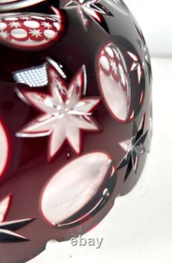 Vintage Hand Cut Center Bowl Ajka Glass Hungary Ruby Red Crystal Signed M