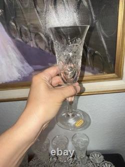 Vintage Hand Cut Crystal Champagne Flutes Set Of 8 Guaranteed Lead Crystal