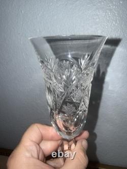 Vintage Hand Cut Crystal Champagne Flutes Set Of 8 Guaranteed Lead Crystal