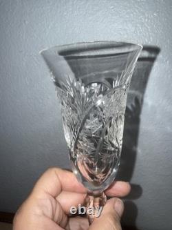 Vintage Hand Cut Crystal Champagne Flutes Set Of 8 Guaranteed Lead Crystal