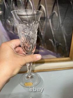 Vintage Hand Cut Crystal Champagne Flutes Set Of 8 Guaranteed Lead Crystal