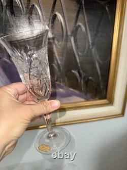 Vintage Hand Cut Crystal Champagne Flutes Set Of 8 Guaranteed Lead Crystal