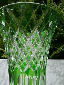 Vintage Hand Cut Crystal Green Vase