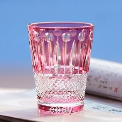 Vintage Hand Cut Crystal Whiskey Glasses Tumbler Drinkware 9oz Pink Gift Packing