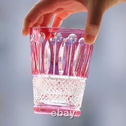 Vintage Hand Cut Crystal Whiskey Glasses Tumbler Drinkware 9oz Pink Gift Packing