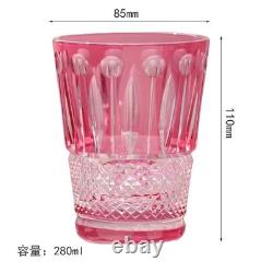 Vintage Hand Cut Crystal Whiskey Glasses Tumbler Drinkware 9oz Pink Gift Packing