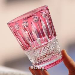 Vintage Hand Cut Crystal Whiskey Glasses Tumbler Drinkware 9oz Pink Gift Packing