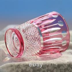 Vintage Hand Cut Crystal Whiskey Glasses Tumbler Drinkware 9oz Pink Gift Packing