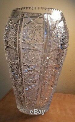 Vintage Handmade Waterford Crystal Vase Huge Beautiful With Deep Cuts 12