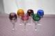 Vintage Harlequin Bohemian Cut Crystal Multicolored Set of 6 Hock Wine Glasses