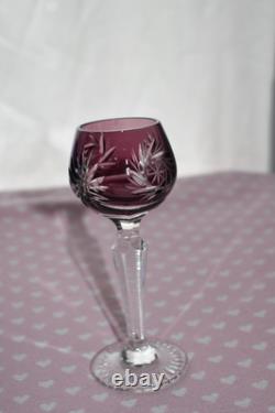 Vintage Harlequin Bohemian Cut Crystal Multicolored Set of 6 Hock Wine Glasses