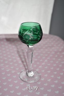 Vintage Harlequin Bohemian Cut Crystal Multicolored Set of 6 Hock Wine Glasses
