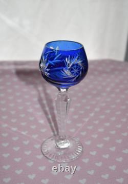 Vintage Harlequin Bohemian Cut Crystal Multicolored Set of 6 Hock Wine Glasses