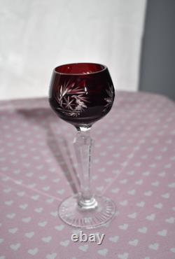 Vintage Harlequin Bohemian Cut Crystal Multicolored Set of 6 Hock Wine Glasses