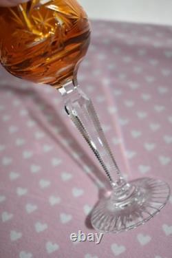 Vintage Harlequin Bohemian Cut Crystal Multicolored Set of 6 Hock Wine Glasses