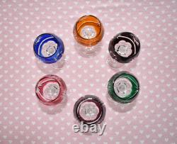 Vintage Harlequin Bohemian Cut Crystal Multicolored Set of 6 Hock Wine Glasses