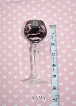 Vintage Harlequin Bohemian Cut Crystal Multicolored Set of 6 Hock Wine Glasses