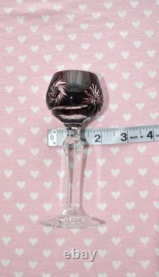 Vintage Harlequin Bohemian Cut Crystal Multicolored Set of 6 Hock Wine Glasses