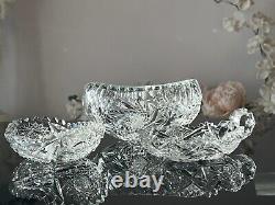 Vintage Hawkes Hand Cut Crystal Glass Bowl and 2 additional bowls as bonus