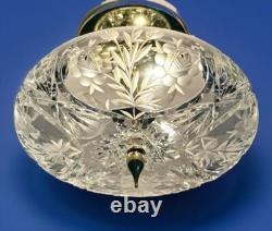 Vintage Heavy 24% Lead Crystal Cut Glass Star Elegant Semi-Flush Light Fixture