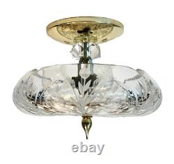 Vintage Heavy 24% Lead Crystal Cut Glass Star Elegant Semi-Flush Light Fixture