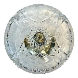 Vintage Heavy 24% Lead Crystal Cut Glass Star Elegant Semi-Flush Light Fixture