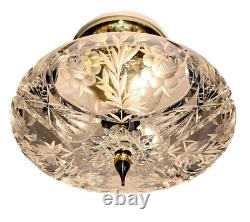 Vintage Heavy 24% Lead Crystal Cut Glass Star Elegant Semi-Flush Light Fixture