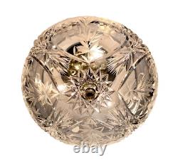 Vintage Heavy 24% Lead Crystal Cut Glass Star Elegant Semi-Flush Light Fixture