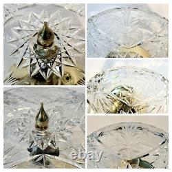 Vintage Heavy 24% Lead Crystal Cut Glass Star Elegant Semi-Flush Light Fixture