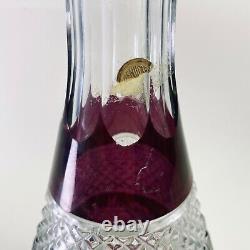 Vintage Heavy 50s 60s Bohemian Czech Glass Cut Crystal Decanter Cranberry