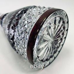 Vintage Heavy 50s 60s Bohemian Czech Glass Cut Crystal Decanter Cranberry